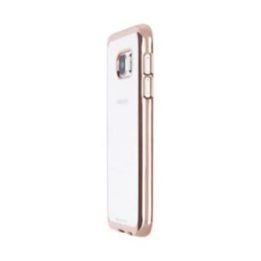 Permatomas TPU dėklas Samsung Galaxy S7 Edge su metaliniu rėmeliu, rožinio aukso