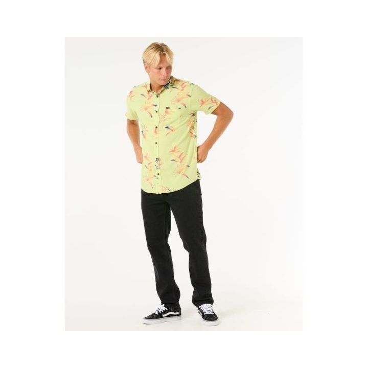 RIP CURL trumpomis rankovėmis marškiniai Fun Times, geltoni