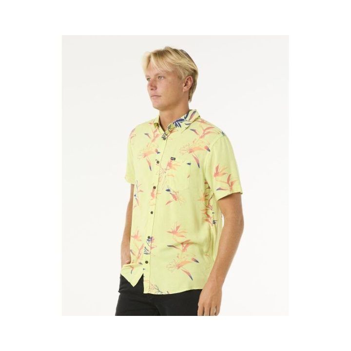 RIP CURL trumpomis rankovėmis marškiniai Fun Times, geltoni