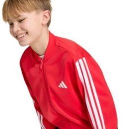 Vaikiškas adidas džemperis su užtrauktuku, raudonas