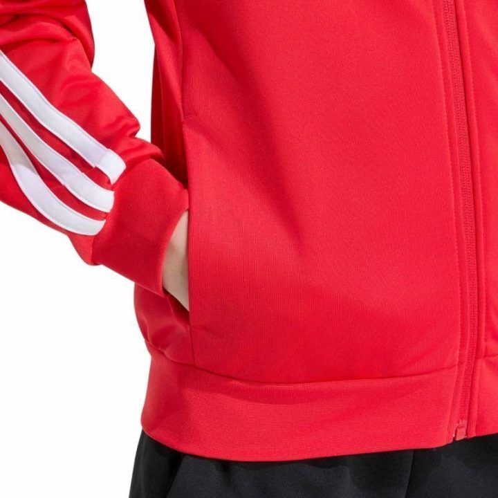 Vaikiškas adidas džemperis su užtrauktuku, raudonas