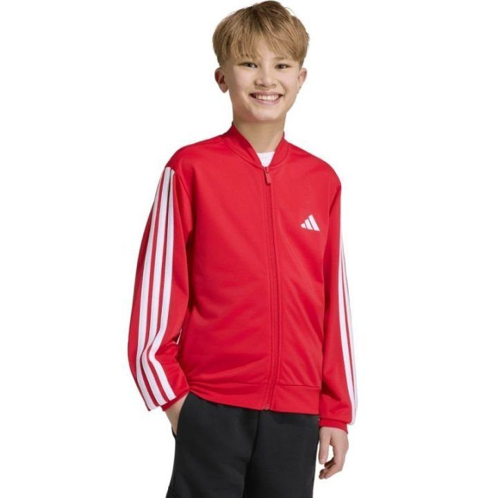 Vaikiškas adidas džemperis su užtrauktuku, raudonas
