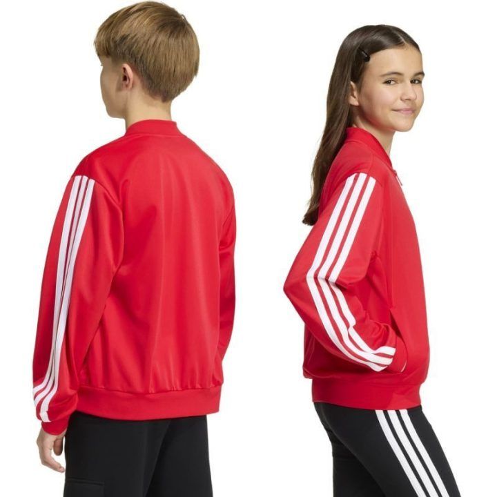 Vaikiškas adidas džemperis su užtrauktuku, raudonas