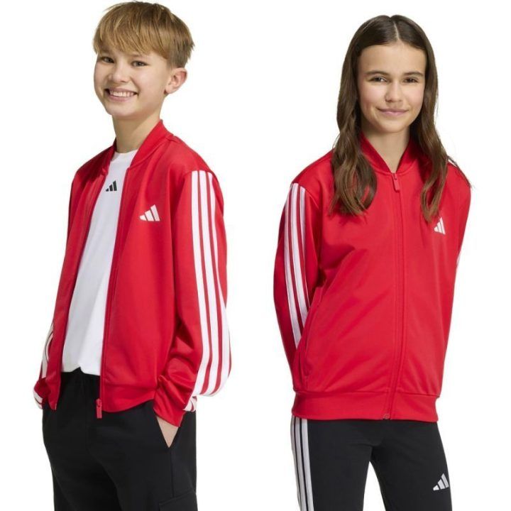 Vaikiškas adidas džemperis su užtrauktuku, raudonas