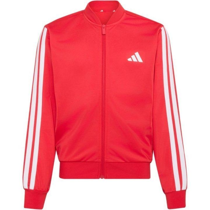 Vaikiškas adidas džemperis su užtrauktuku, raudonas