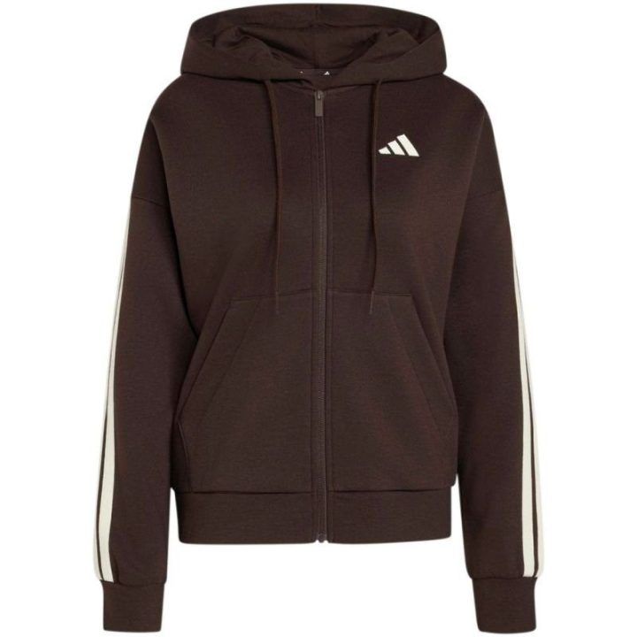 Moteriškas džemperis su gobtuvu ir užtrauktuku adidas, rudas