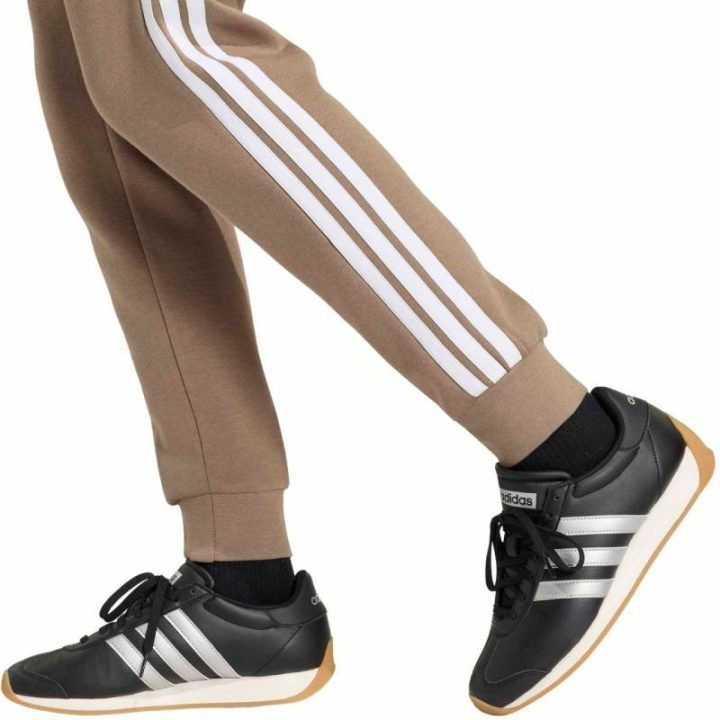 Moteriškos kelnės adidas Essentials 3-Stripes Fleece Slim, smėlio spalvos