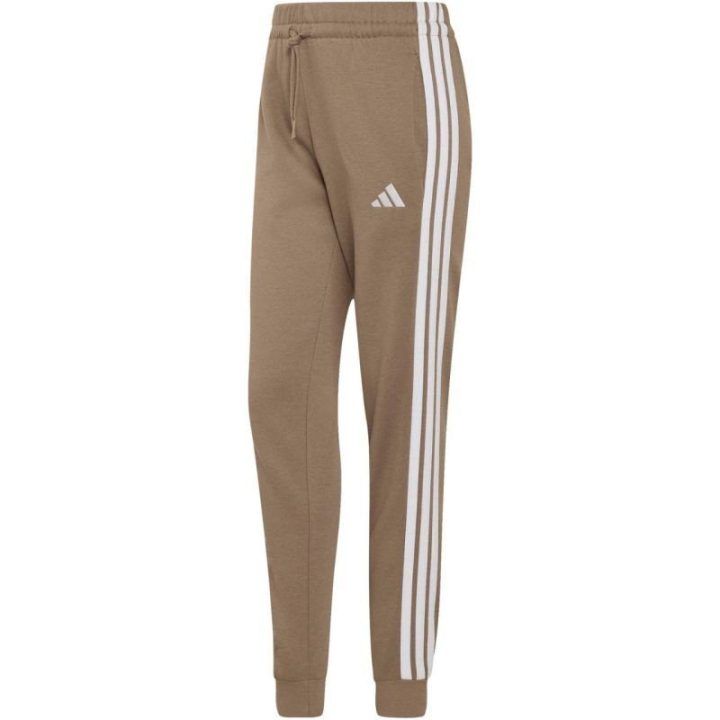 Moteriškos kelnės adidas Essentials 3-Stripes Fleece Slim, smėlio spalvos
