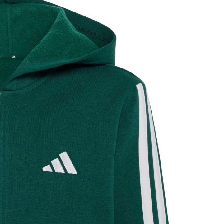 Vaikiškas adidas džemperis su gobtuvu ir užtrauktuku, žalias