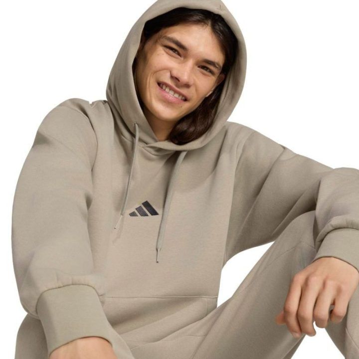 Vyriškas džemperis su gobtuvu adidas Essentials Feelcozy, smėlio spalvos