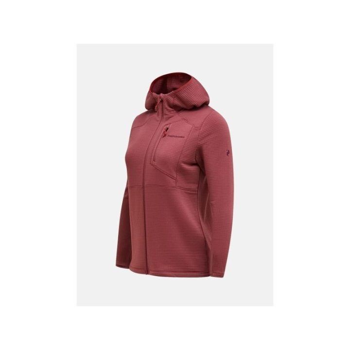 Moteriškas džemperis su gobtuvu Peak Performance Trail Polartec Power Grid Zip Hood, raudonas