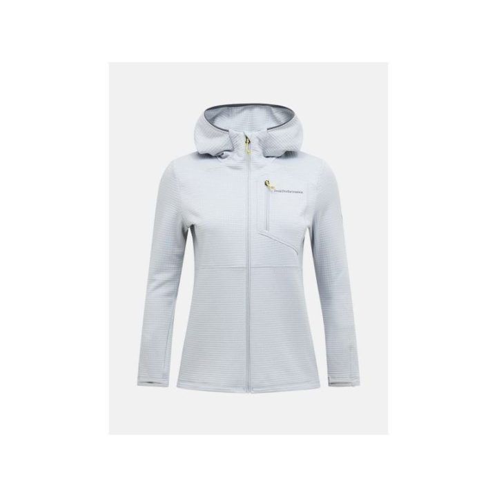 Moteriškas džemperis su gobtuvu Peak Performance Trail Polartec Power Grid Zip Hood, pilkas