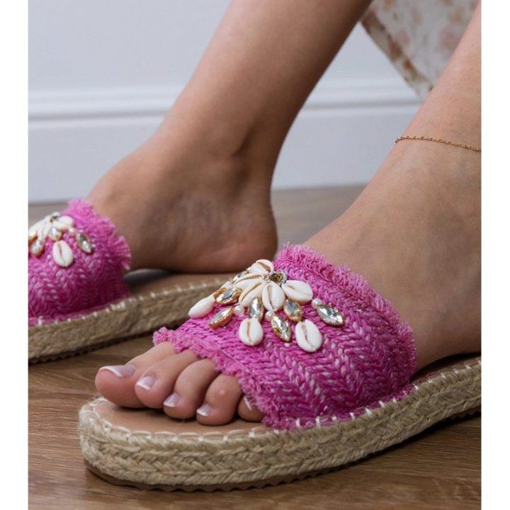 Rožinės espadrilės tipo šlepetės su kriauklelėmis Morsa