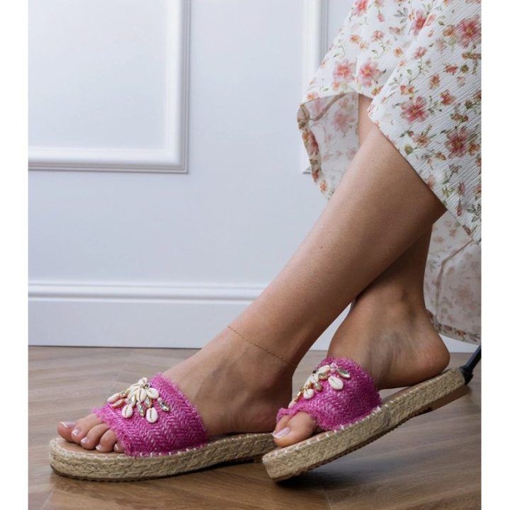 Rožinės espadrilės tipo šlepetės su kriauklelėmis Morsa