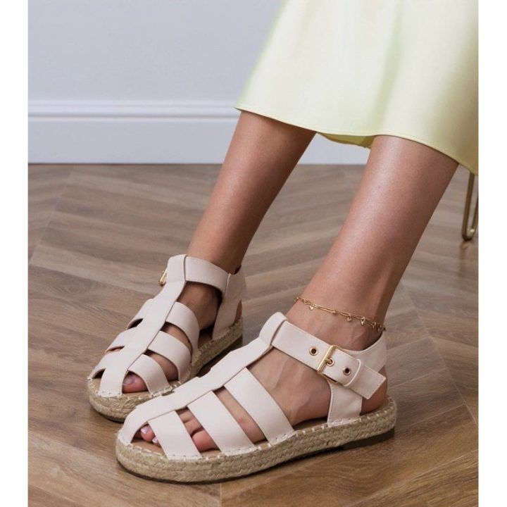 Moteriškos smėlio spalvos uždaros espadrilės Kleona