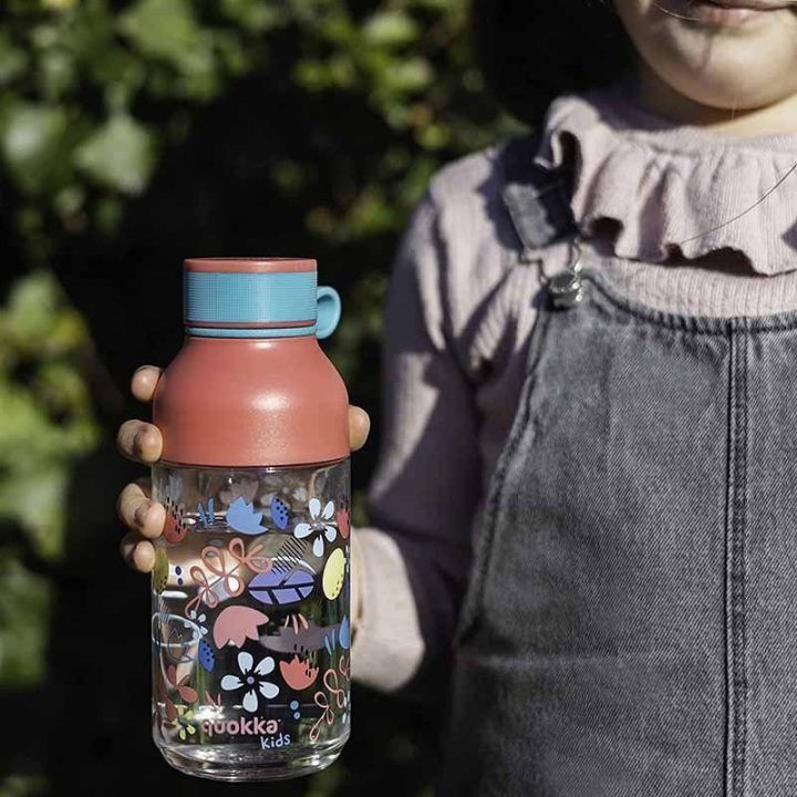 Gertuvė Quokka Ice Kids su dirželiu, 430 ml, gėlėta