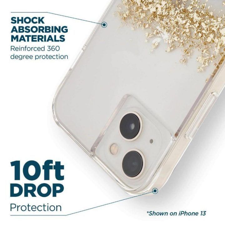 Dėklas su aukso blizgučiais iPhone 14 Plus, Case-Mate Karat Marble