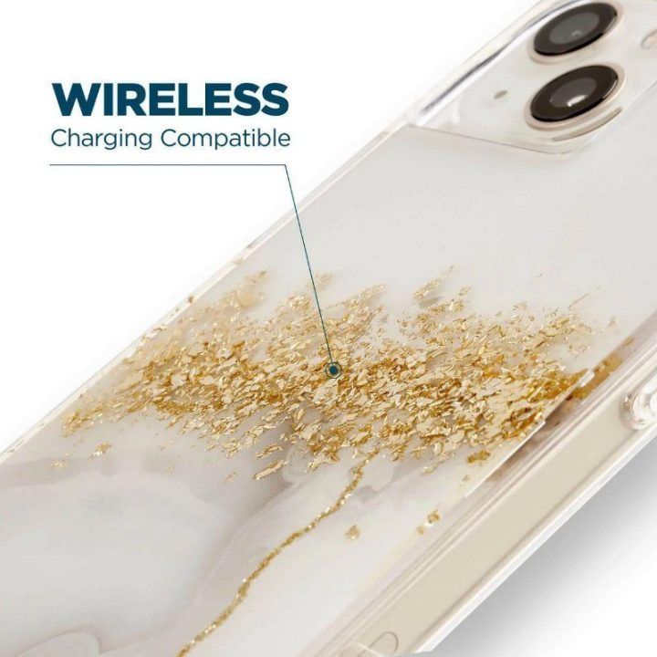 Dėklas su aukso blizgučiais iPhone 14 Plus, Case-Mate Karat Marble