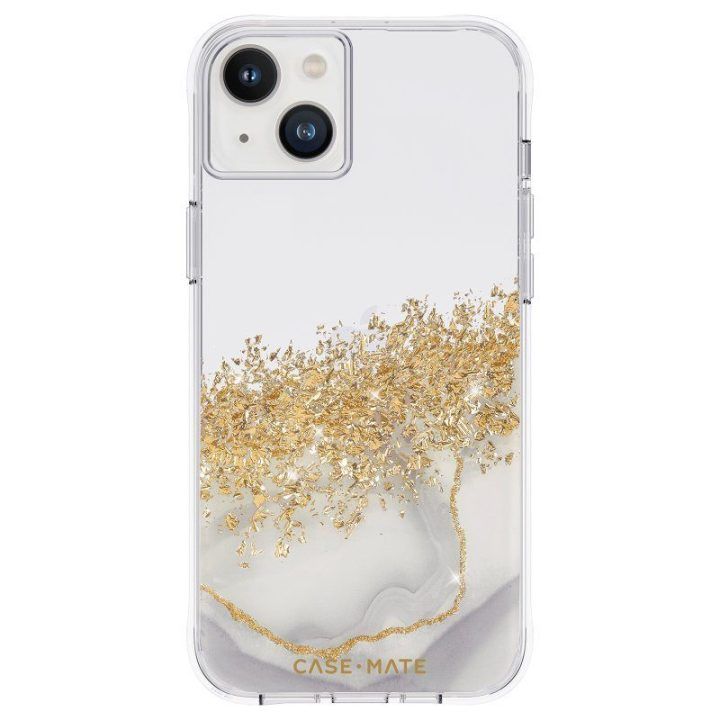 Dėklas su aukso blizgučiais iPhone 14 Plus, Case-Mate Karat Marble