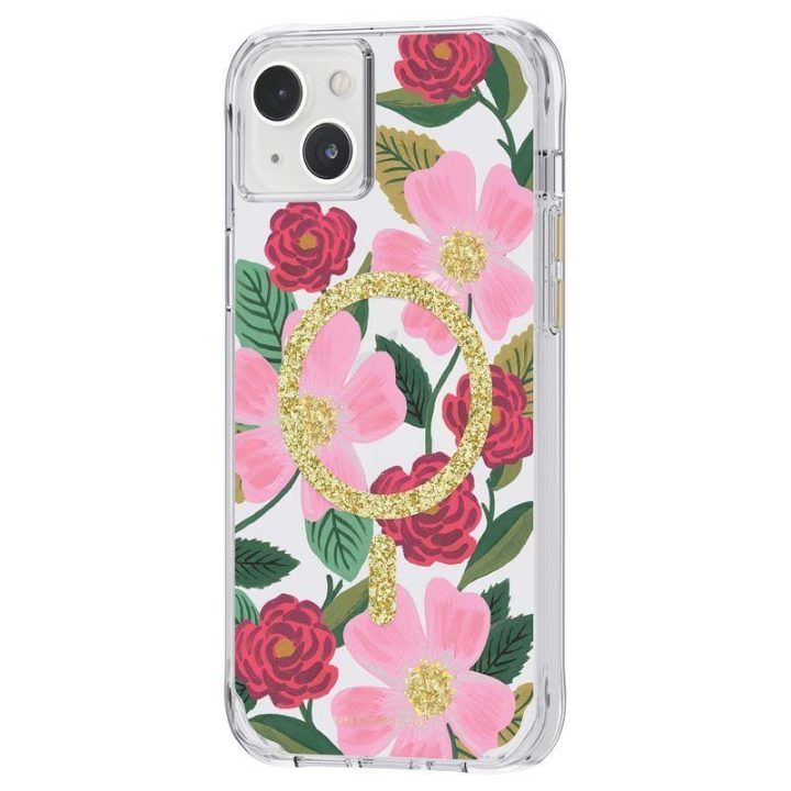 Dėklas iPhone 14 Plus Rifle Paper Rožinis sodas su MagSafe