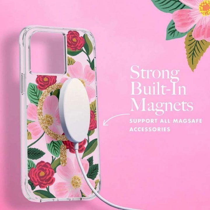 Dėklas iPhone 14 Plus Rifle Paper Rožinis sodas su MagSafe