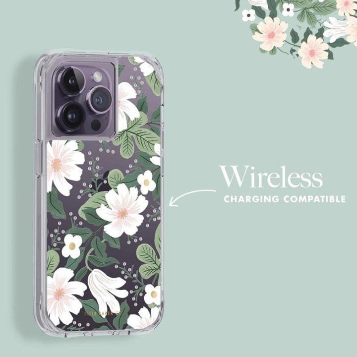 Dėklas iPhone 14 Pro Rifle Paper Willow su aukso detalėmis