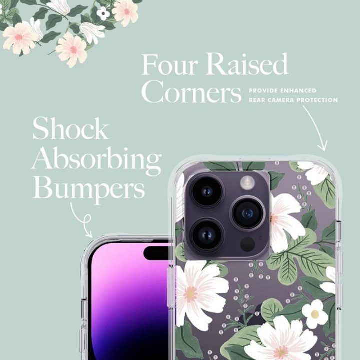 Dėklas iPhone 14 Pro Rifle Paper Willow su aukso detalėmis