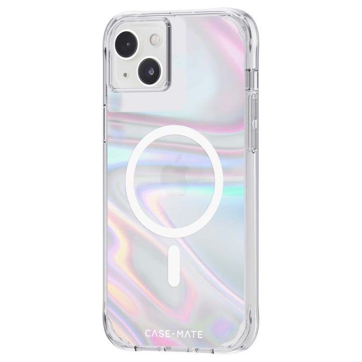 Dėklas iPhone 14 Plus Case-Mate Soap Bubble, sidabrinis