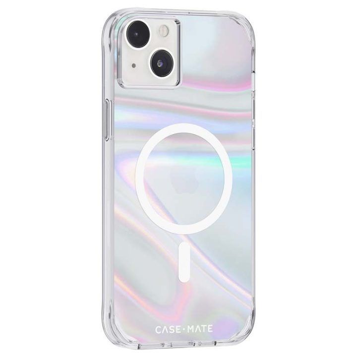 Dėklas iPhone 14 Plus Case-Mate Soap Bubble, sidabrinis