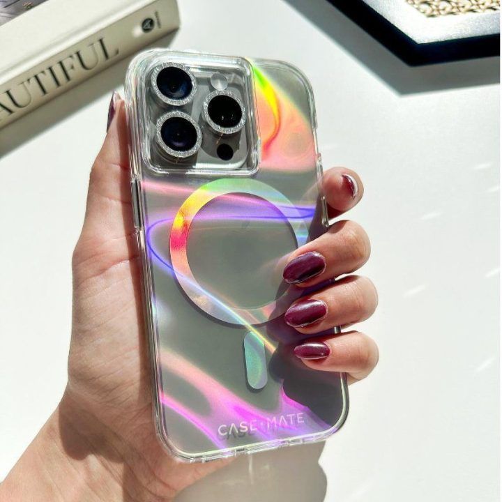 Dėklas iPhone 14 Plus Case-Mate Soap Bubble, sidabrinis