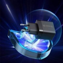 Įkroviklis Crong GaN 35 W, 2× USB-C, juodas