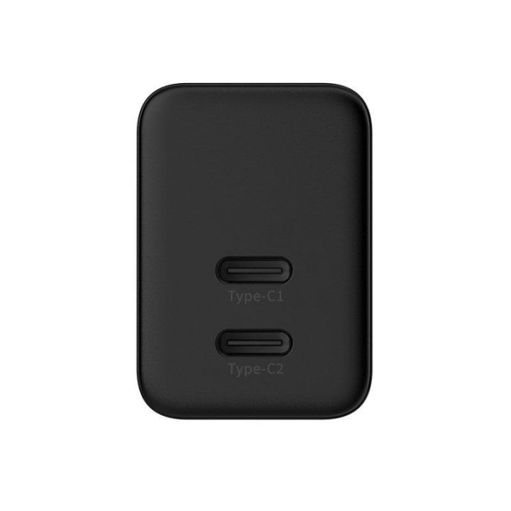 Įkroviklis Crong GaN 35 W, 2× USB-C, juodas