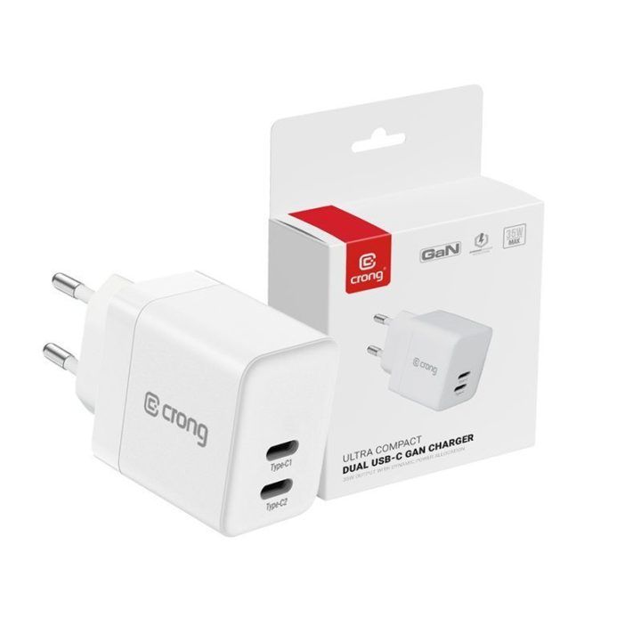 Įkroviklis Crong Ultra Compact GaN 35 W, baltas