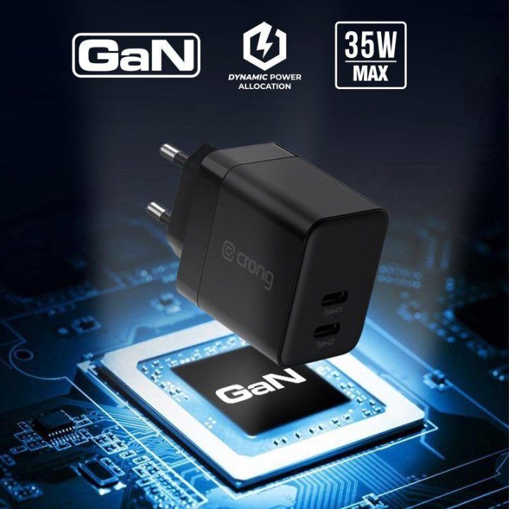 Įkroviklis Crong Ultra Compact GaN 35 W, baltas