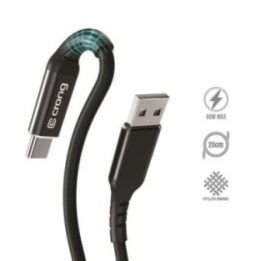 USB-A į USB-C laidas Crong Armor Link, 25 cm, juodas