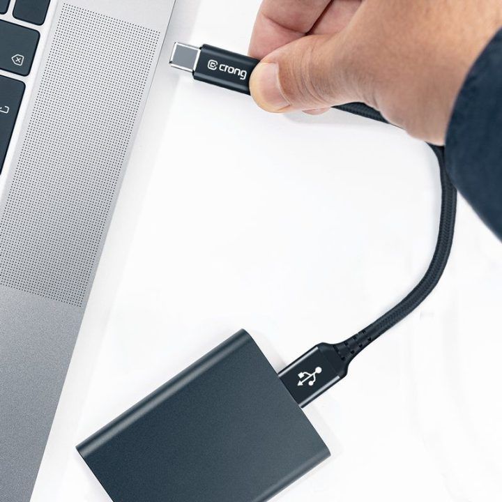 USB-A į USB-C laidas Crong Armor Link, 25 cm, juodas