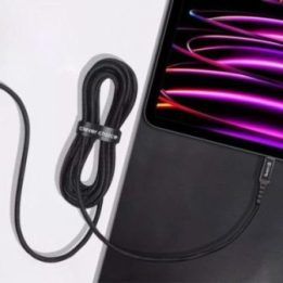 USB-C laidas Crong Armor Link 100W, juodas, 120 cm