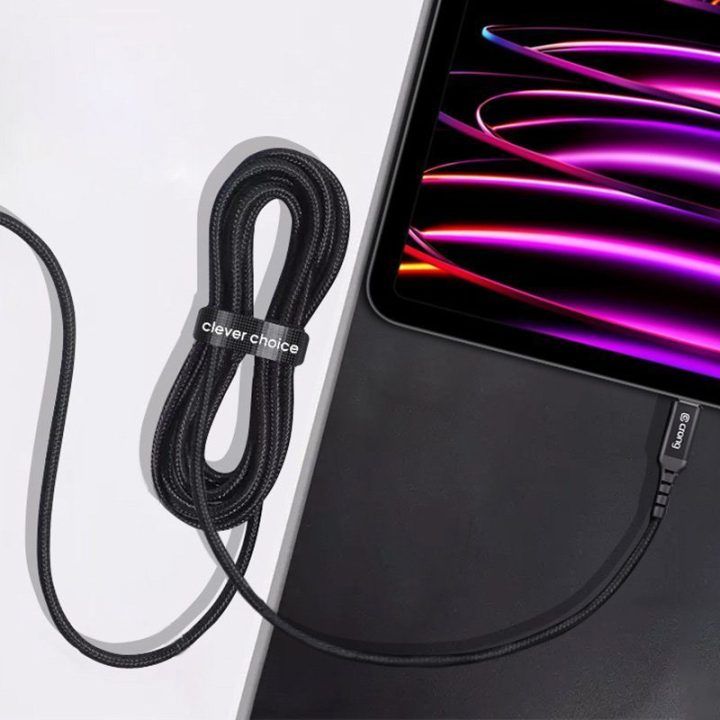 USB-C laidas Crong Armor Link 100W, 200 cm, juodas