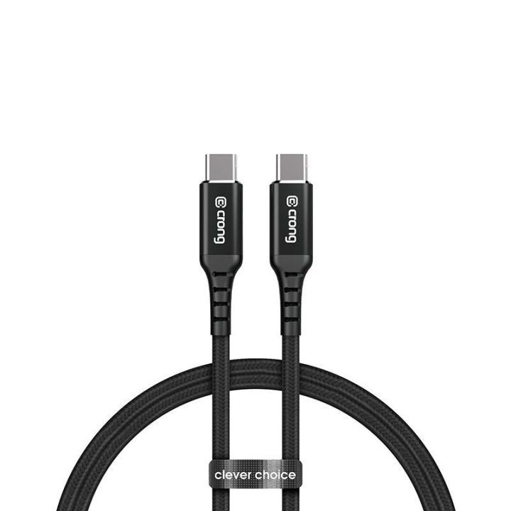 USB-C laidas Crong Armor Link 100W, 200 cm, juodas