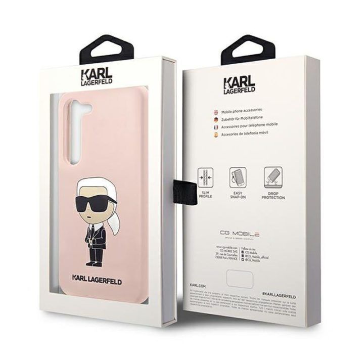 Silikoninis dėklas Samsung Galaxy S23, rožinis Karl Lagerfeld