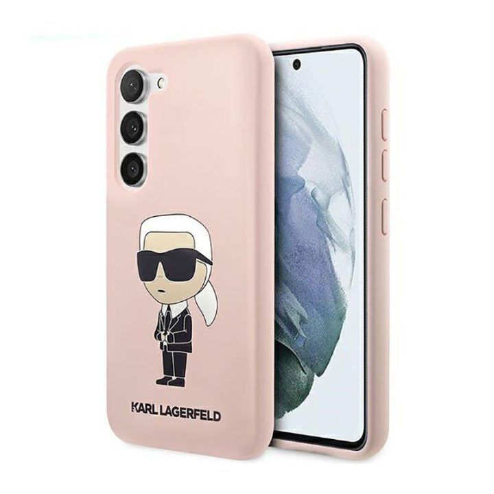 Silikoninis dėklas Samsung Galaxy S23, rožinis Karl Lagerfeld