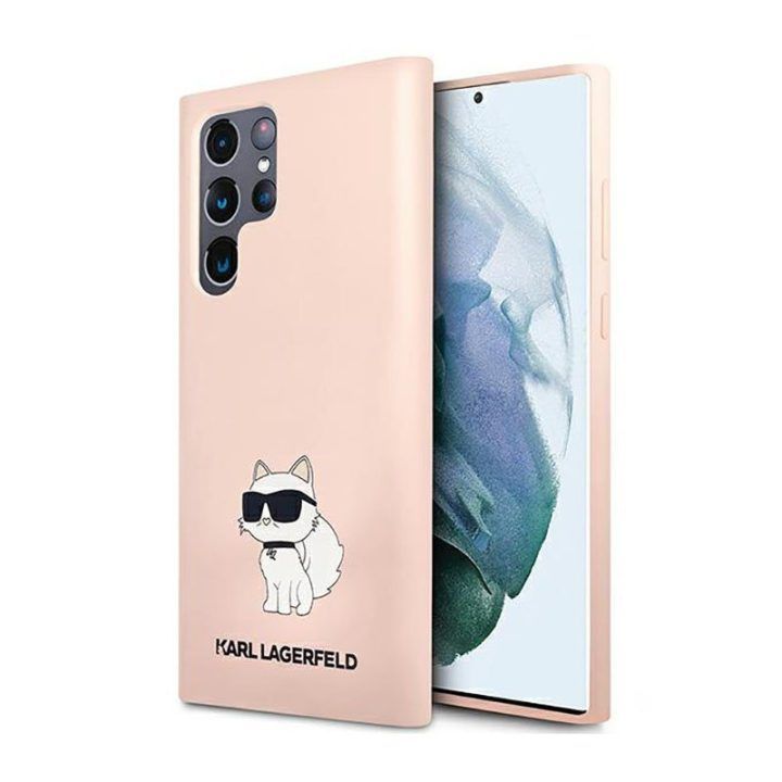 Silikoninis dėklas Samsung Galaxy S23 Ultra, rožinis Karl Lagerfeld