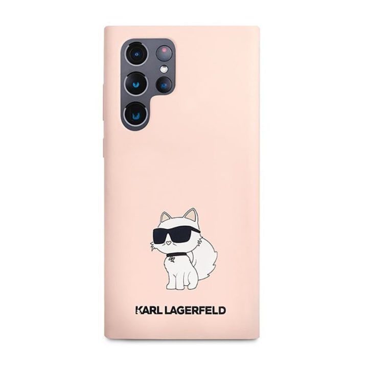 Silikoninis dėklas Samsung Galaxy S23 Ultra, rožinis Karl Lagerfeld