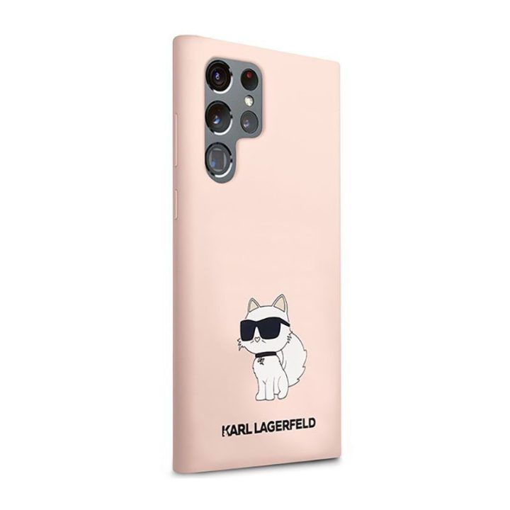 Silikoninis dėklas Samsung Galaxy S23 Ultra, rožinis Karl Lagerfeld