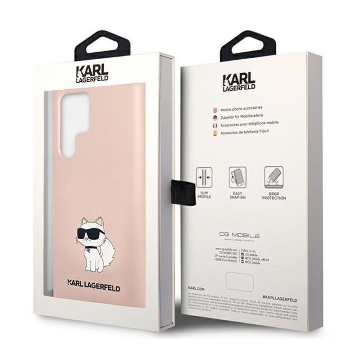Silikoninis dėklas Samsung Galaxy S23 Ultra, rožinis Karl Lagerfeld