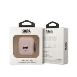 Silikoninis dėklas AirPods 1/2 gen Karl Lagerfeld, rožinis
