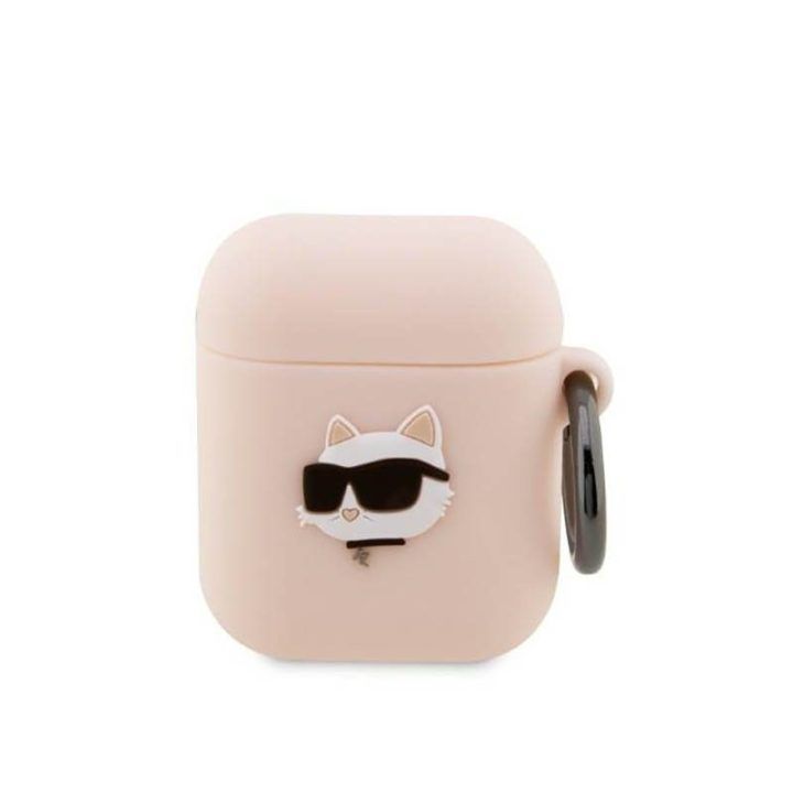 Silikoninis dėklas AirPods 1/2 gen Karl Lagerfeld, rožinis