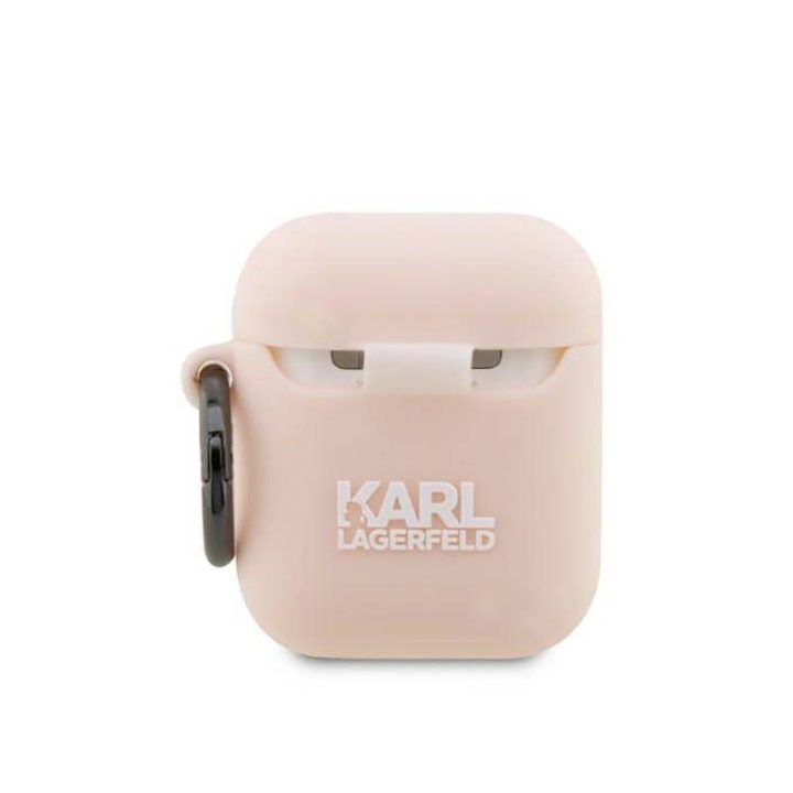 Silikoninis dėklas AirPods 1/2 gen Karl Lagerfeld, rožinis