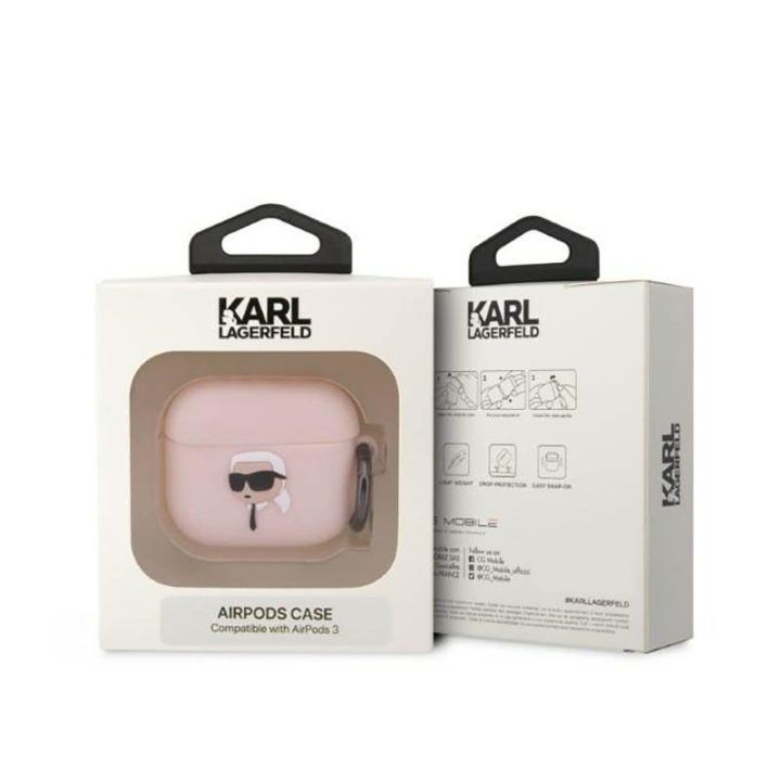 Silikoninis dėklas AirPods 3 Karl Lagerfeld, rožinis