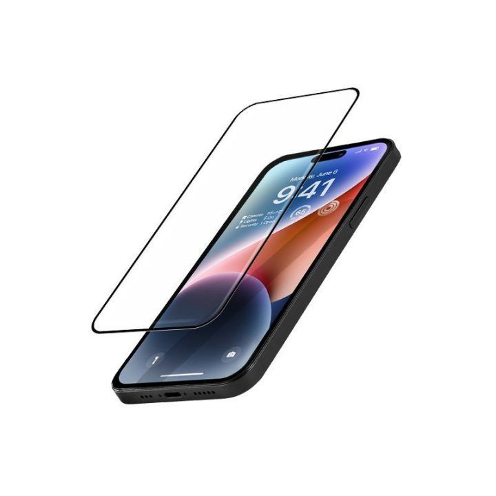 Grūdintas apsauginis stiklas iPhone 14 Pro su rėmeliu